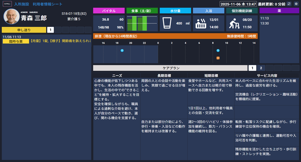 記録/情報確認モニター 「ケアモニ」