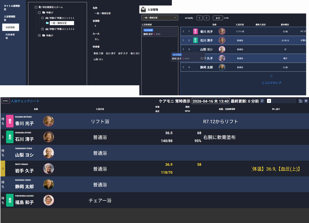 記録/情報確認モニター 「ケアモニ」